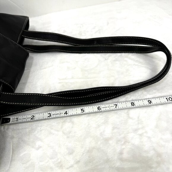 Ralph Lauren RLL Black Smooth Leather Front Flap Shoulder Bag Double Strap Class - Picture 9 of 16